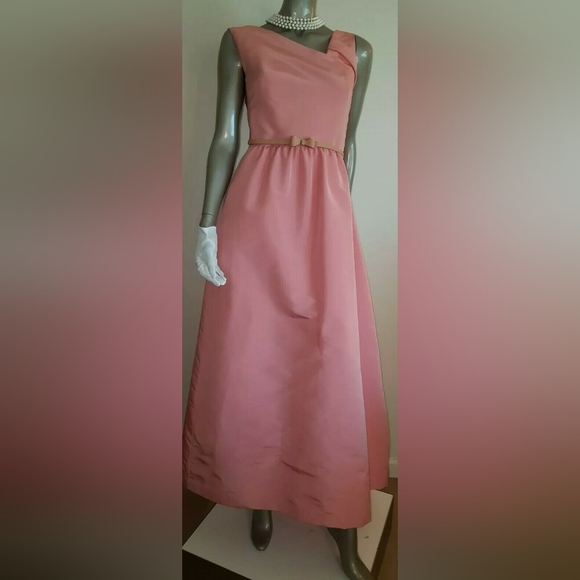 $5,000 OSCAR DE LA RENTA BLUSH PINK SILK LONG RUNWAY GOWN US 6 - Picture 1 of 11